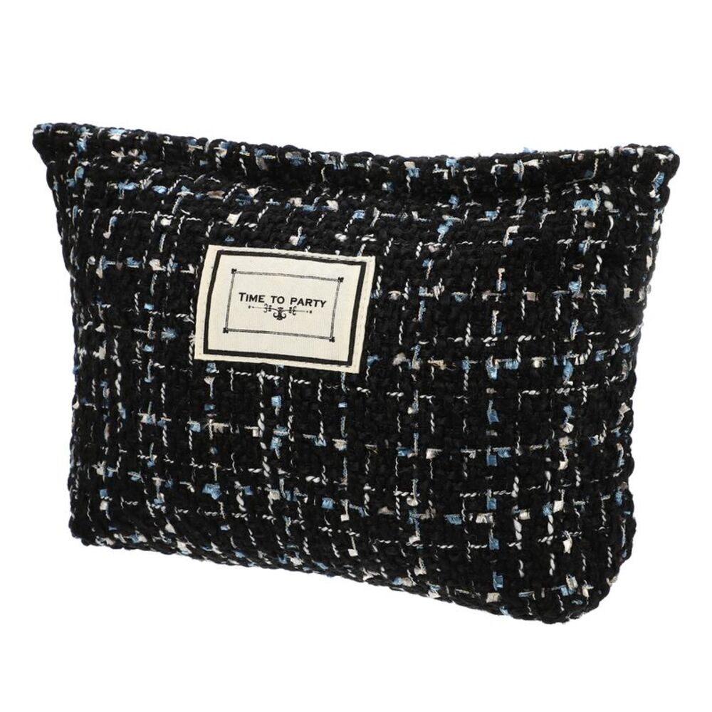 Woolen Large Capacity Makeup Pouch for Coin Foundations Lipsticks Black